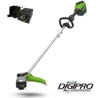 Greenworks 60 Volt Accu Trimmer / Bosmaaier GD60BCK4, Incl.4-AH Accu &amp; Lader