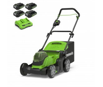 Greenworks 48 Volt (2x24 Volt) accu maaier incl. 4x 2.0Ah accu&#039;s &amp; lader MB 41cm