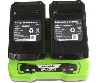 Greenworks 48 Volt (2x24 Volt) accu maaier (incl. 4x 2.0Ah accu &amp; dual lader) MB 36cm