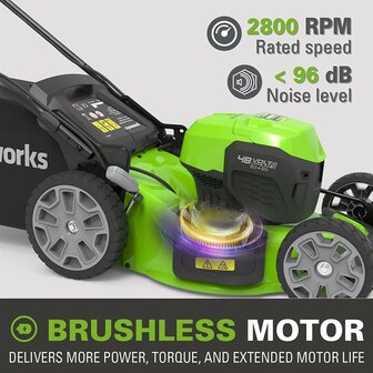 Greenworks 48 Volt (2x24 Volt) accu maaier (excl. accu &amp; dual lader) MB 46cm