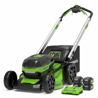 Greenworks 48 Volt (2x24 Volt) accu maaier (incl. 4x 4.0Ah accu &amp; dual lader) MB 46cm