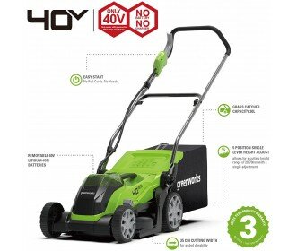 Greenworks 40 Volt accu maaier (excl. accu &amp; dual lader) MB 35cm