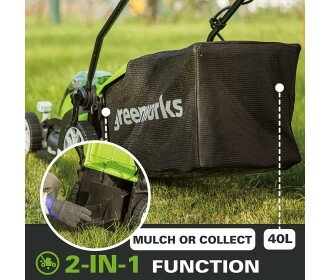 Greenworks 40 Volt accu maaier (excl. accu &amp; dual lader) MB 35cm