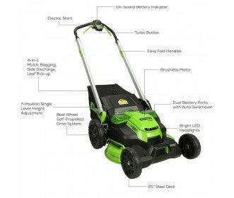 DEPA / Greenworks 60 Volt zelf aangedreven accu grasmaaier GD60LM61K4X, 51-cm Incl. 2x 4AH Accu &amp; Lader 