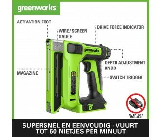 Greenworks 24 Volt Accu nietmachine G24CS10K2